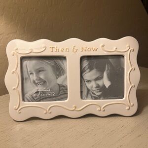 Hallmark Signature Then and Now Memory Picture Frame Off White 3x3 NWOT